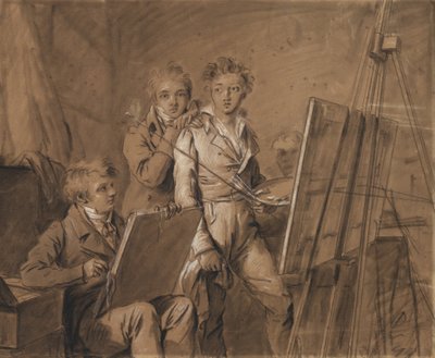 ثلاثة فنانين شباب في الاستوديو بواسطة لويس ليوبولد بويلي